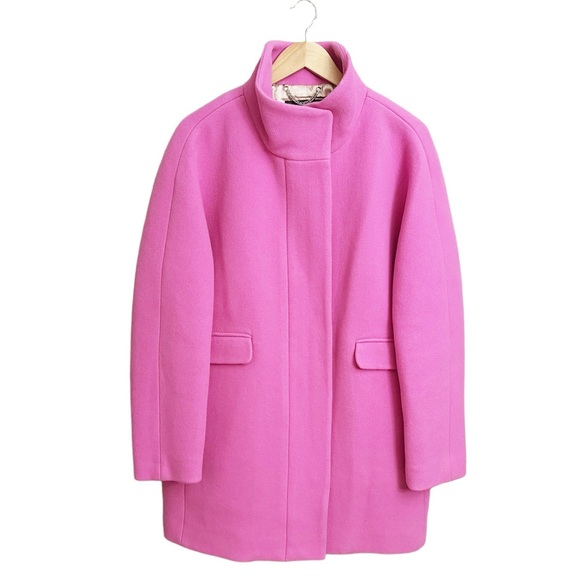 J. Crew Cocoon Coat Wool Italian Stadium Cloth Nello Gori Pink - Picture 2 of 7